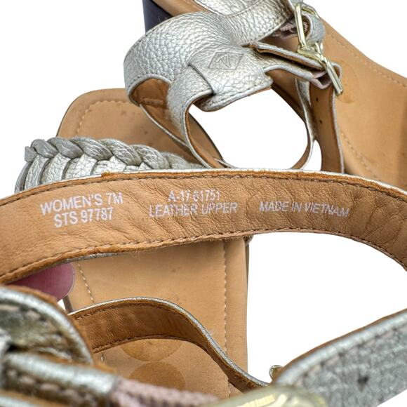 Sperry Top Sider Gold Cup Vivian Mora Platinum Gold Leather Heeled Sandals - Picture 9 of 10